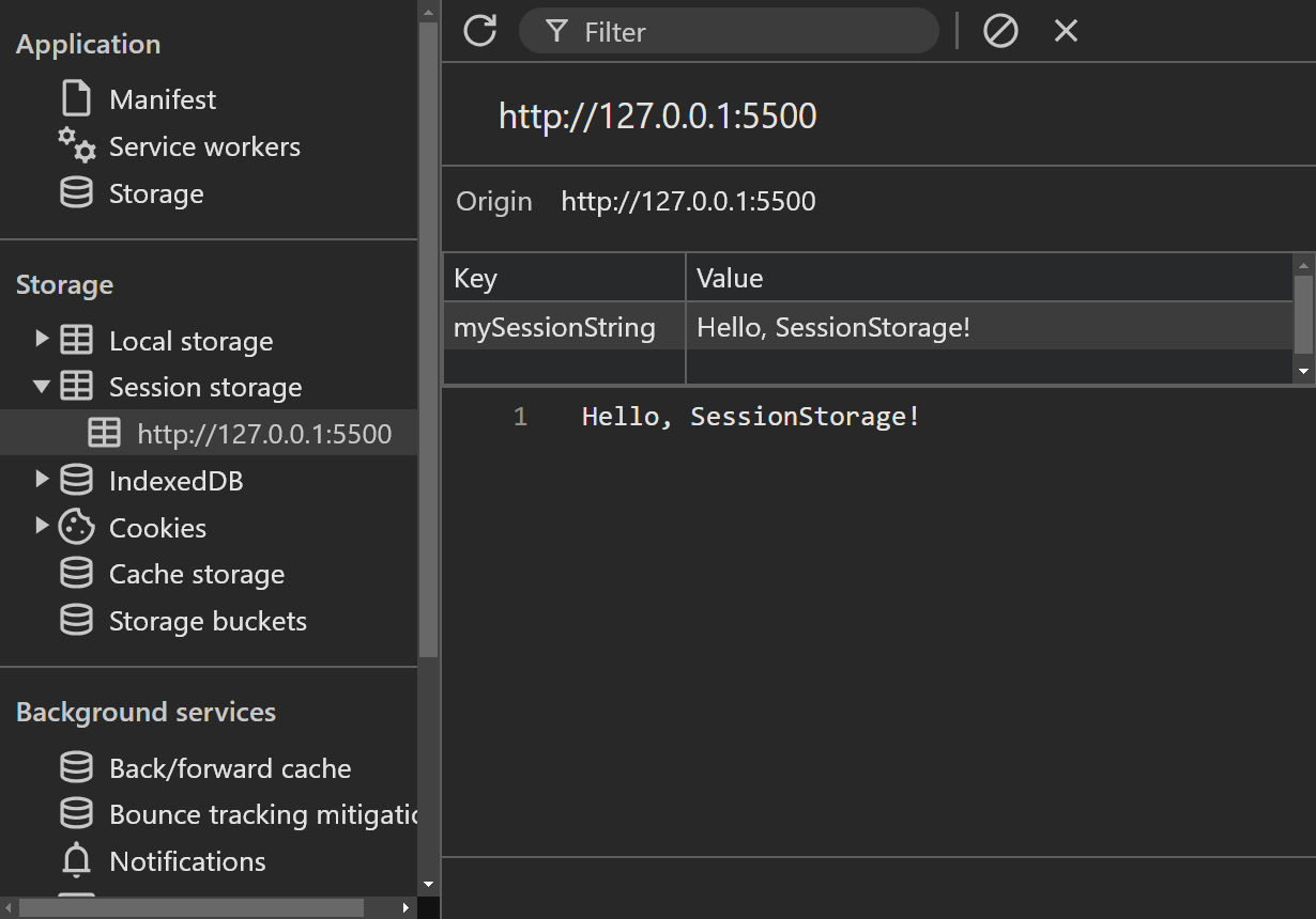 Session Storage in JavaScript