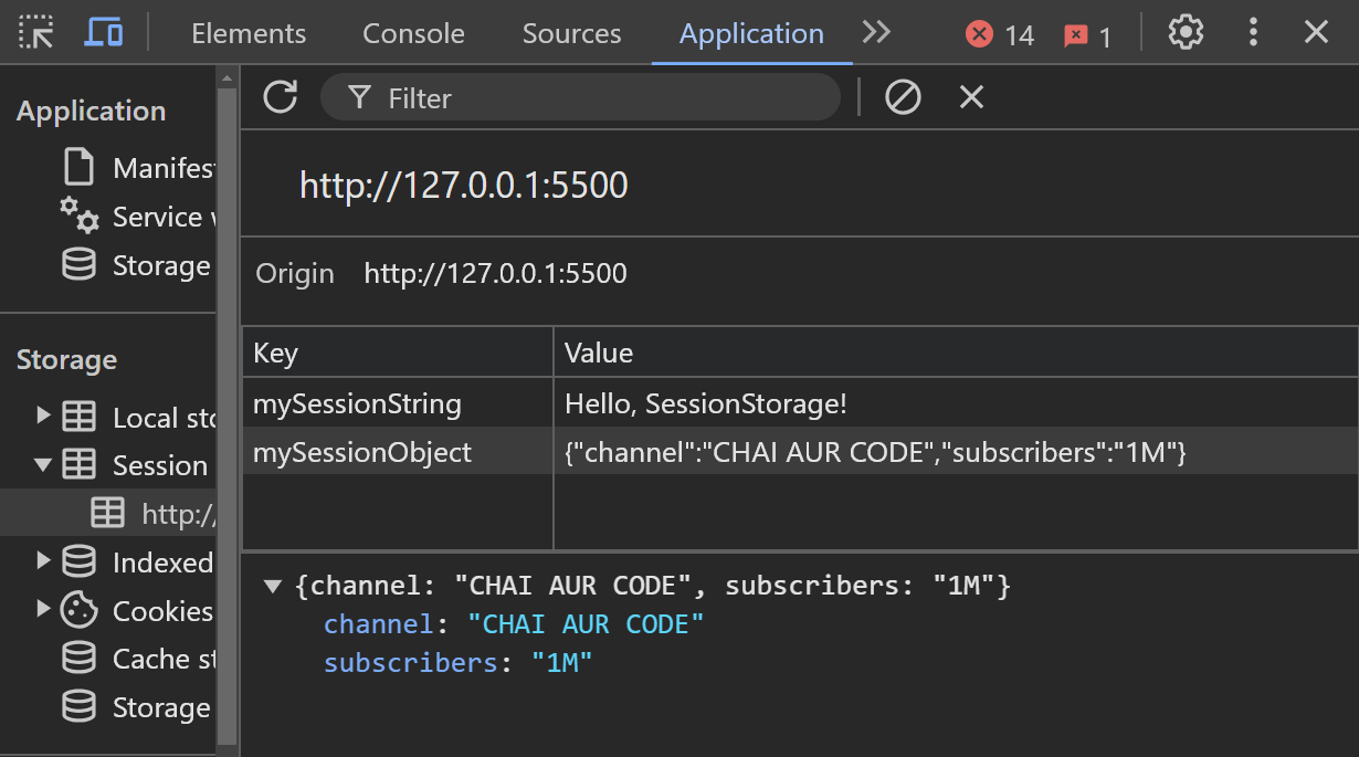 Session Storage in JavaScript