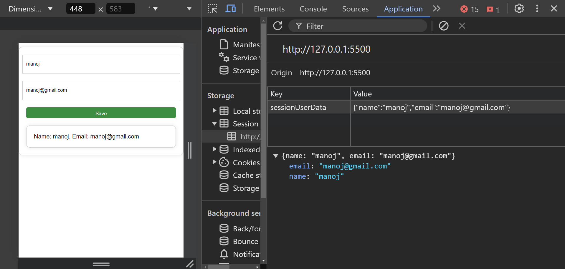 Session Storage in JavaScript