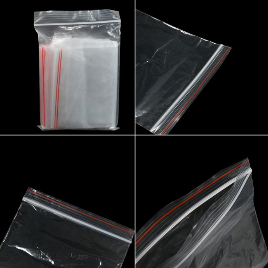 Sifatli Ziplock qadoqlash paketlari 12x17 sm, 100 dona (Shaffof) — Zip-Lock paketlar