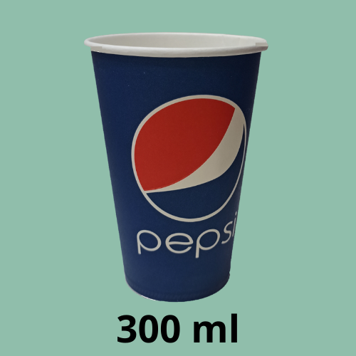 Pepsi bir martalik qog'oz stakanlari 300 ml, 1 qavatli, 25 dona (qopqoqsiz) — Paketlar