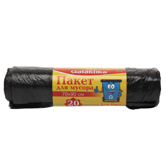 Galaktika chiqindi paketlari 50-60 litr, 70x90 sm, 20 dona, qora — Chiqindi (Musor) paketlari