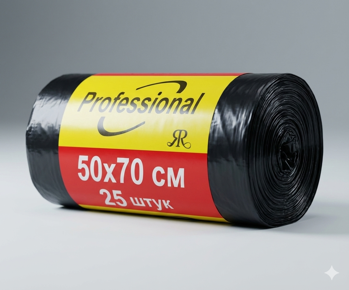 Musor paketlari Professional 50x70 sm, 25 dona, qora rangli — Chiqindi (Musor) paketlari