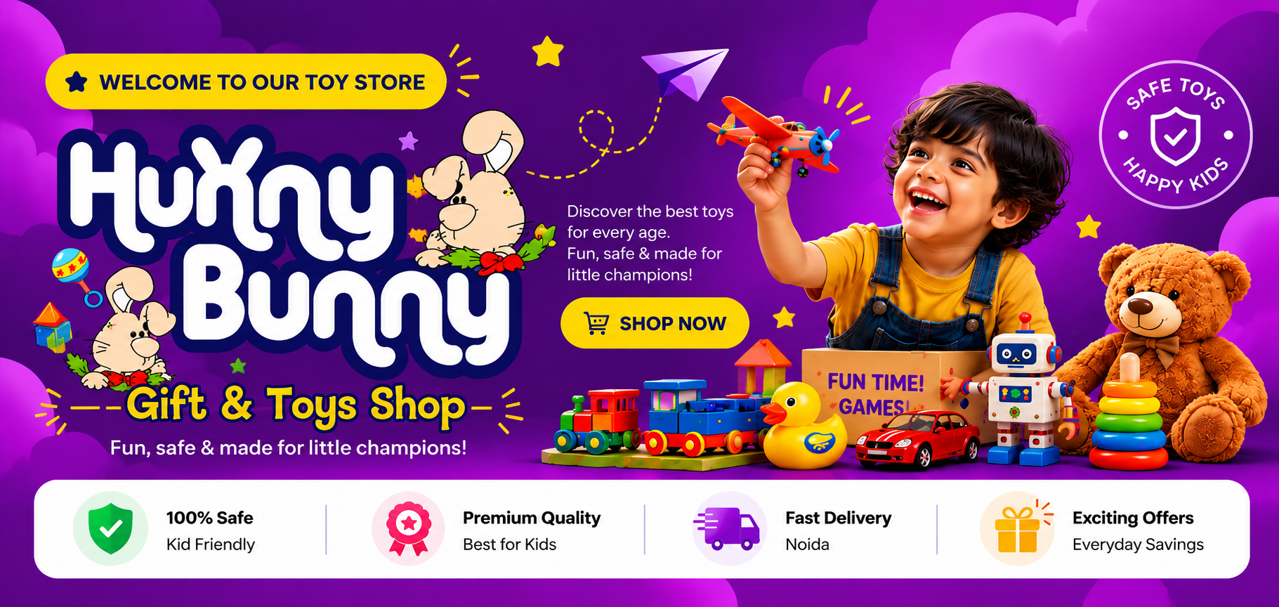 Hunny Bunny Toys & Gifts Store Hero Banner - Best Toy Shop in Sector 53 Noida