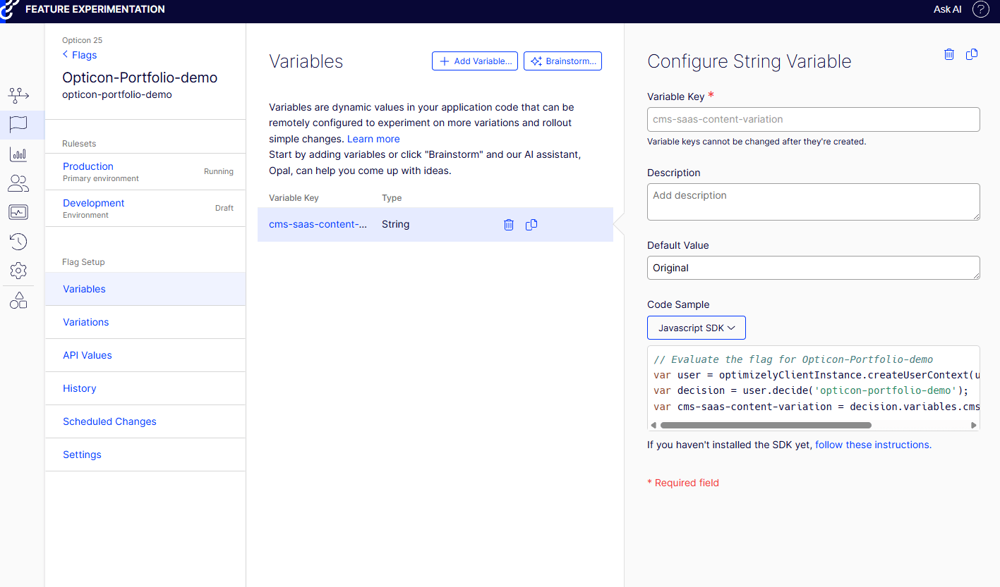 Example variable config