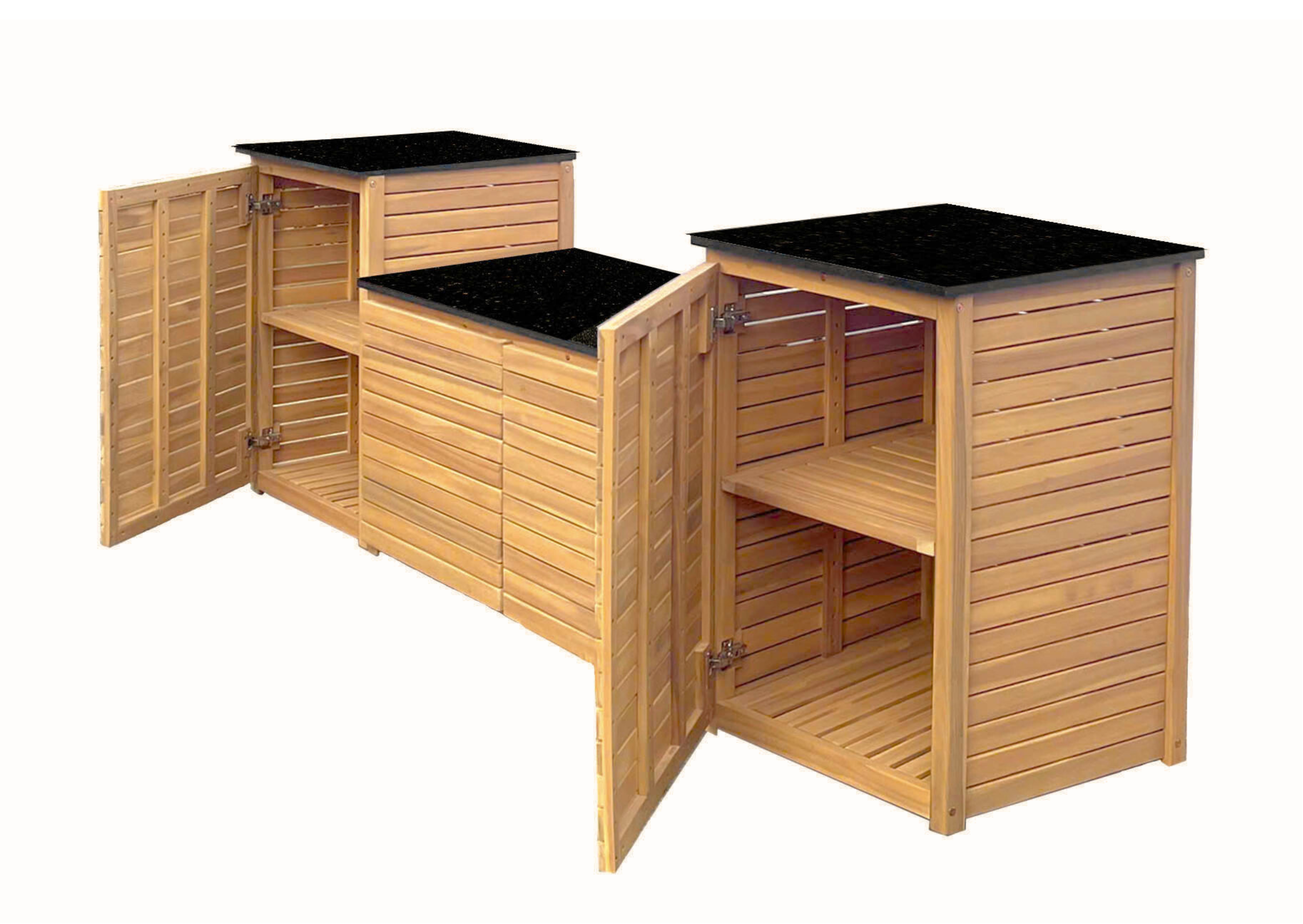 3-Pcs Acacia Kitchen Cabinet Set with Granite Countertop - Image 2