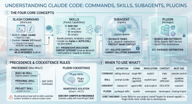 Claude Code Command vs Skill vs Agent vs Plugin — Untangling the Four Concepts