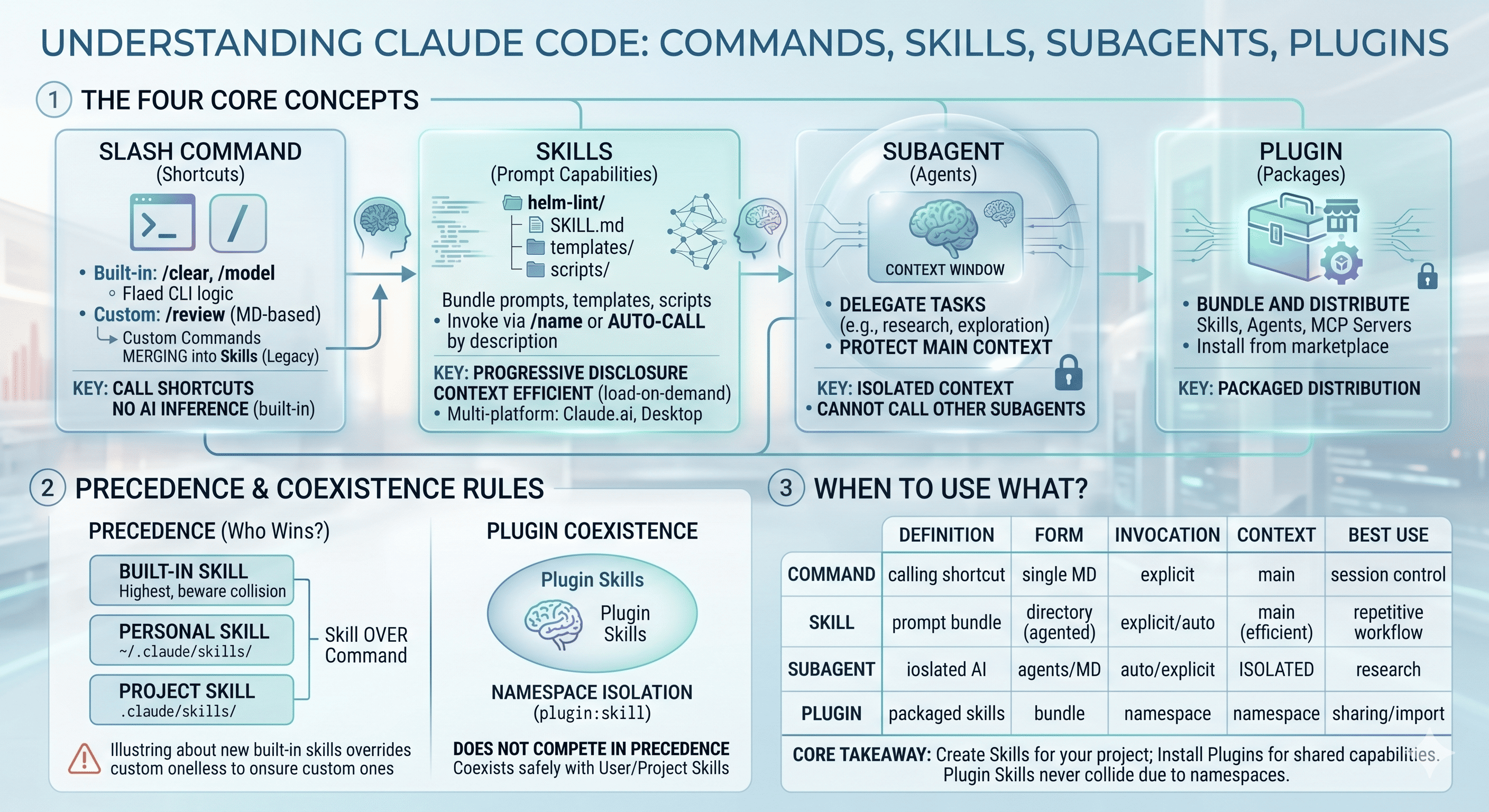 Claude Code Command vs Skill vs Agent vs Plugin — Untangling the Four Concepts