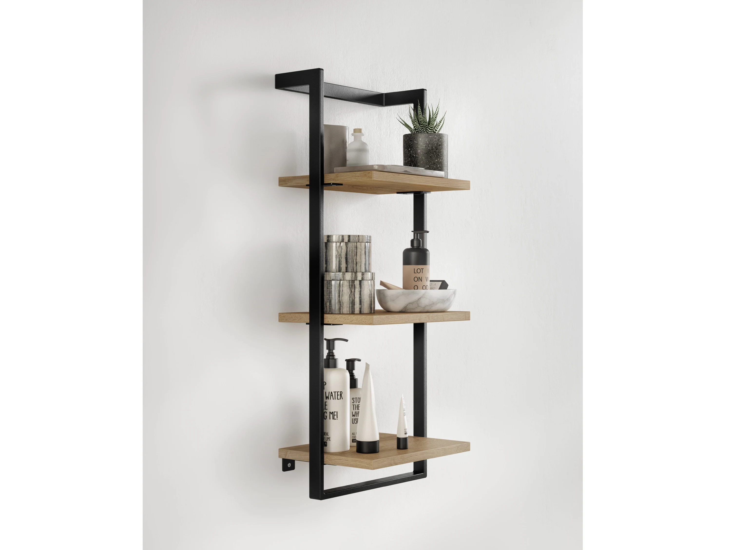 Detailaufnahme vom Regal an der Wand