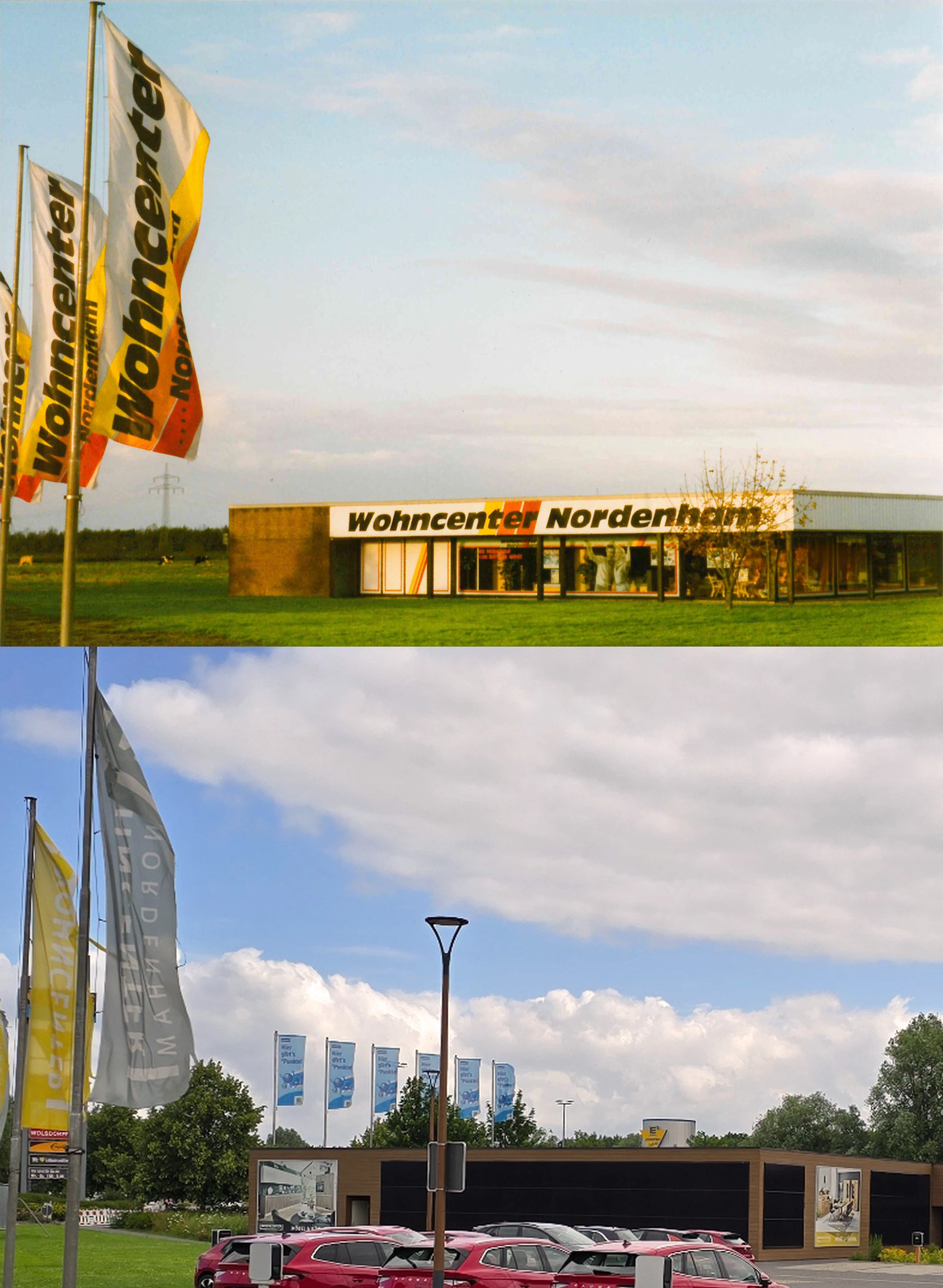 Ansicht vom Wohncenter 1973 und 2025