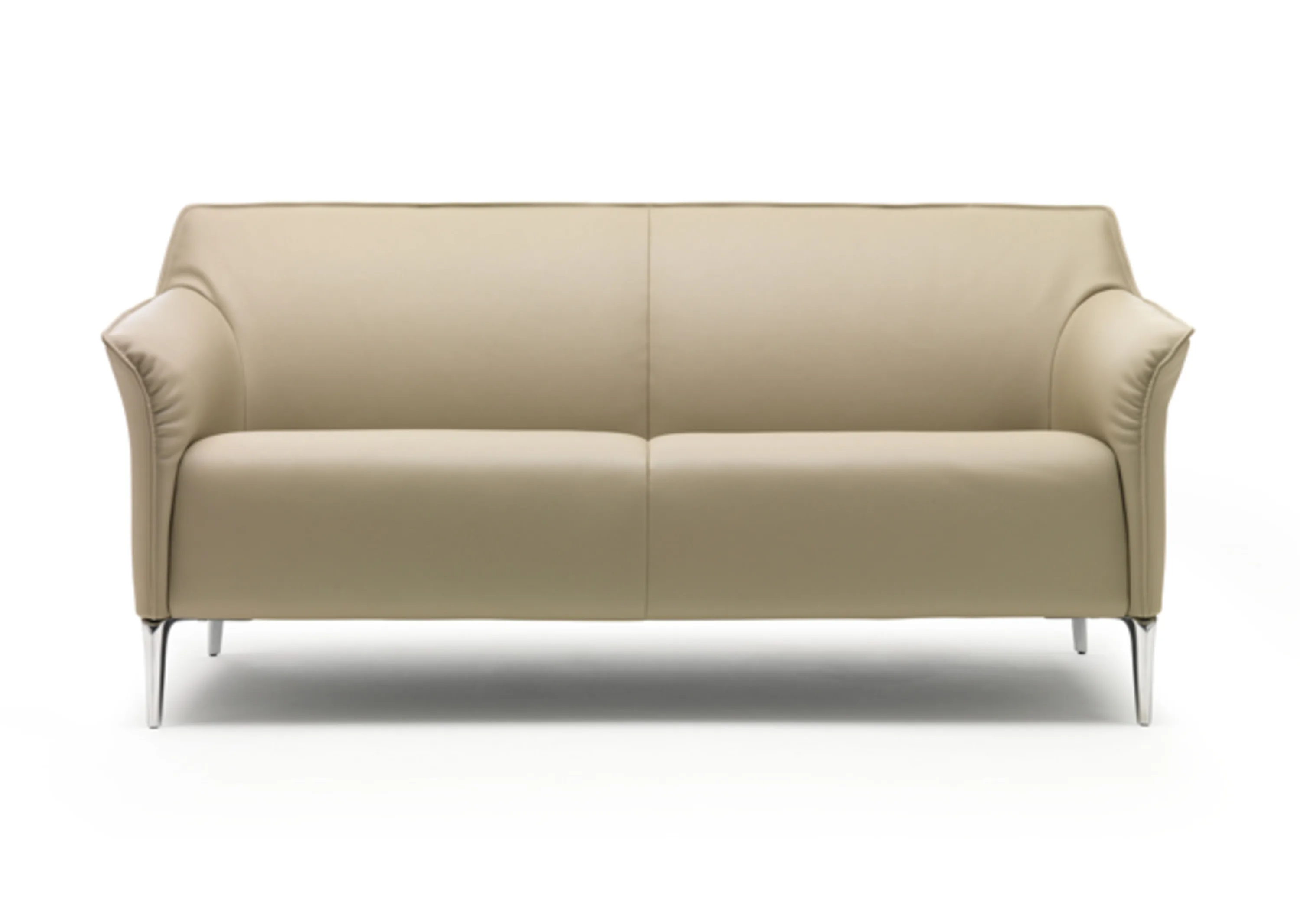 Beige Ledersofa mit Metallrahmen