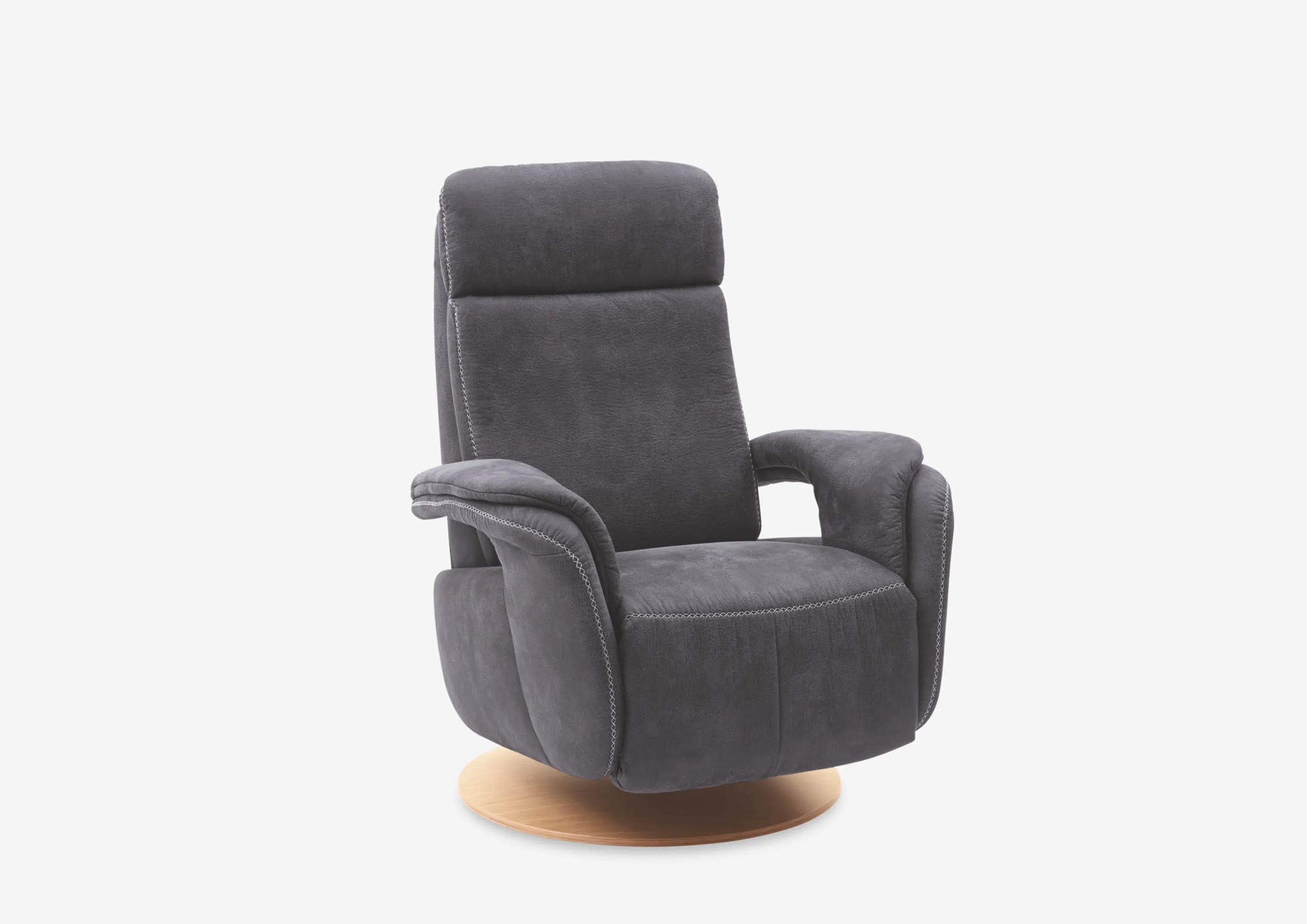 Grauer Stoff-Fernsehsessel mit Holzfuss
