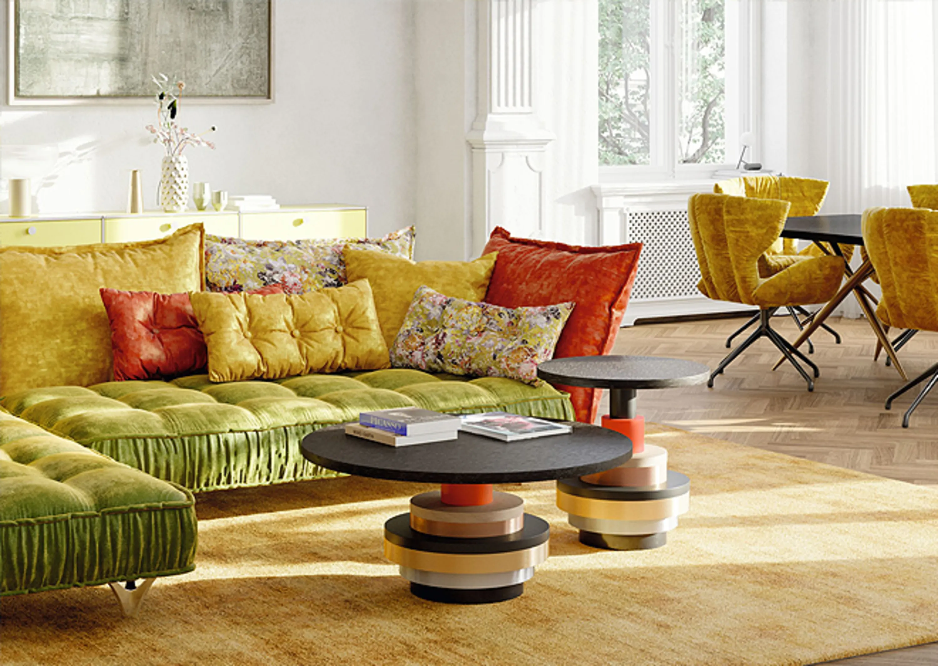 Wohnzimmer mit Couch und Tisch