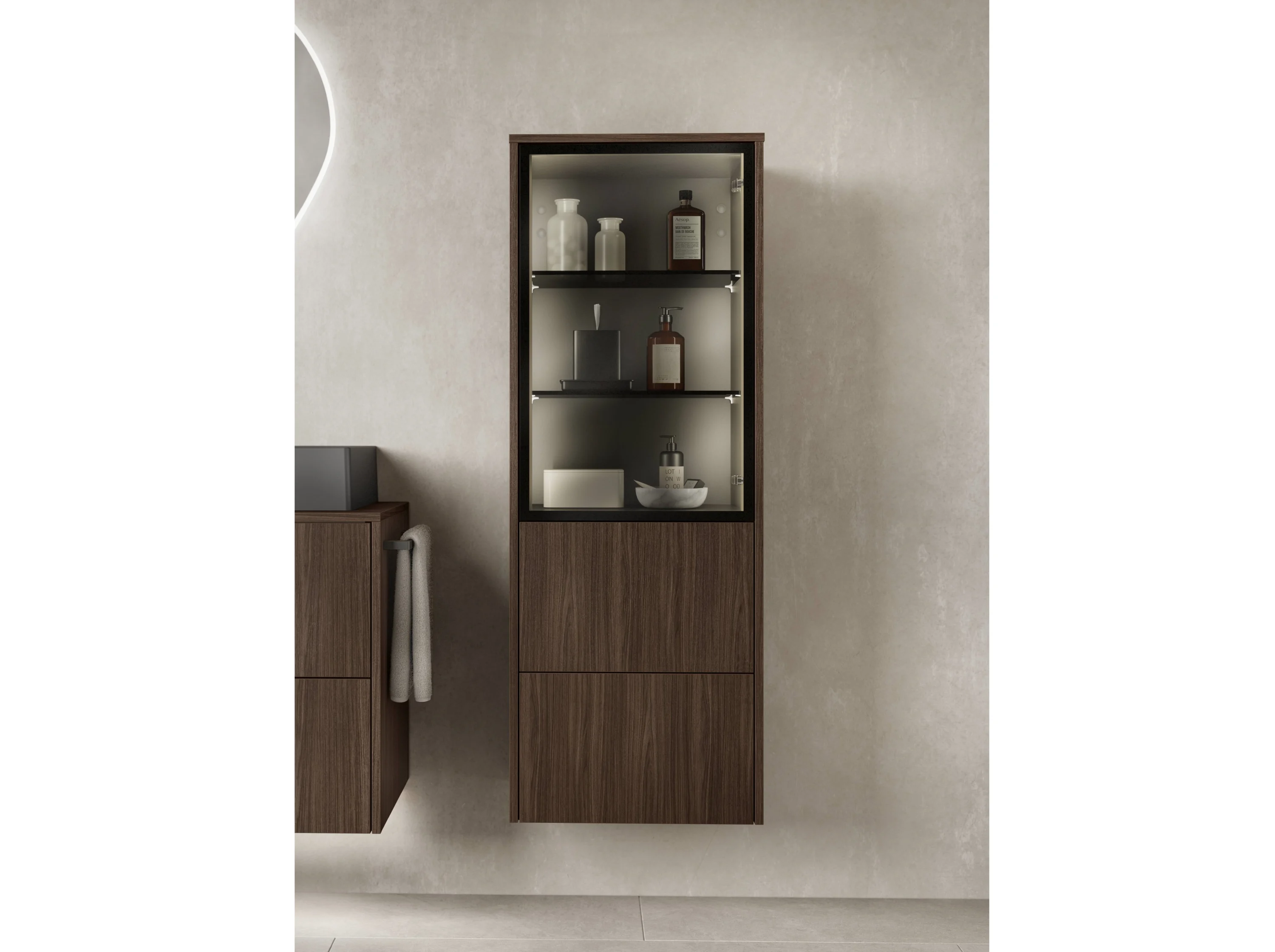 Badezimmer Hängeschrank mit Glastür