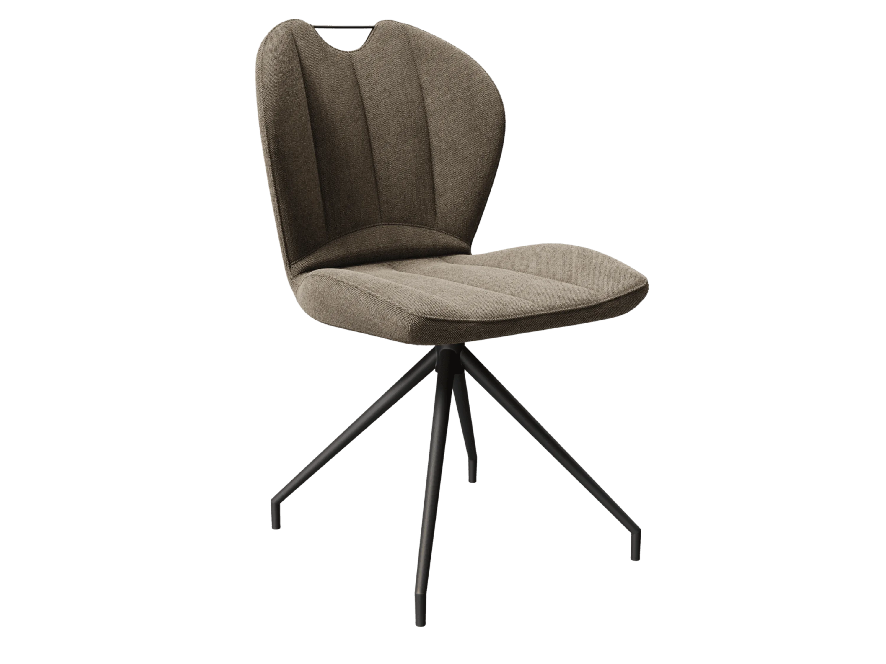 Die Seitenansicht eines braunen Polsterstuhls