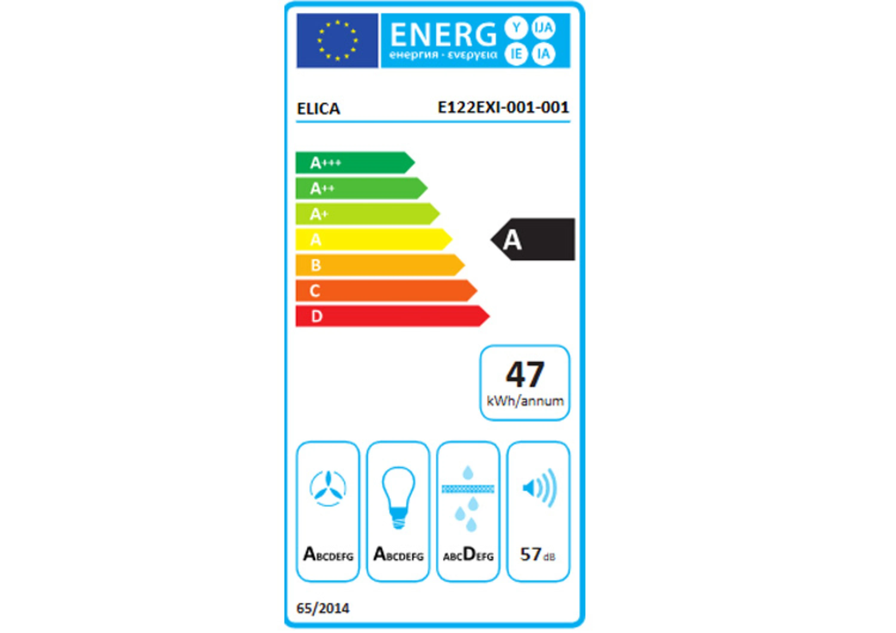 Energielabel Kopffreihaube Elica PRF0165707