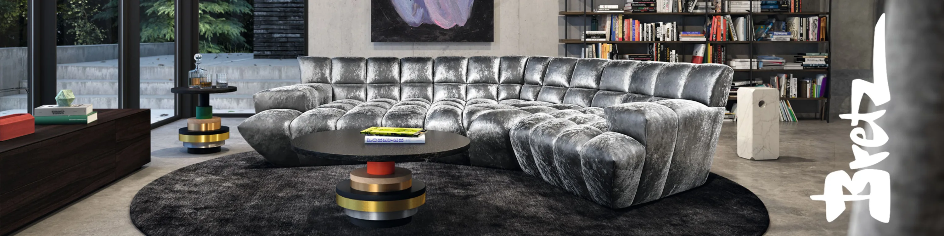 Wohnzimmer mit Couch und Tisch