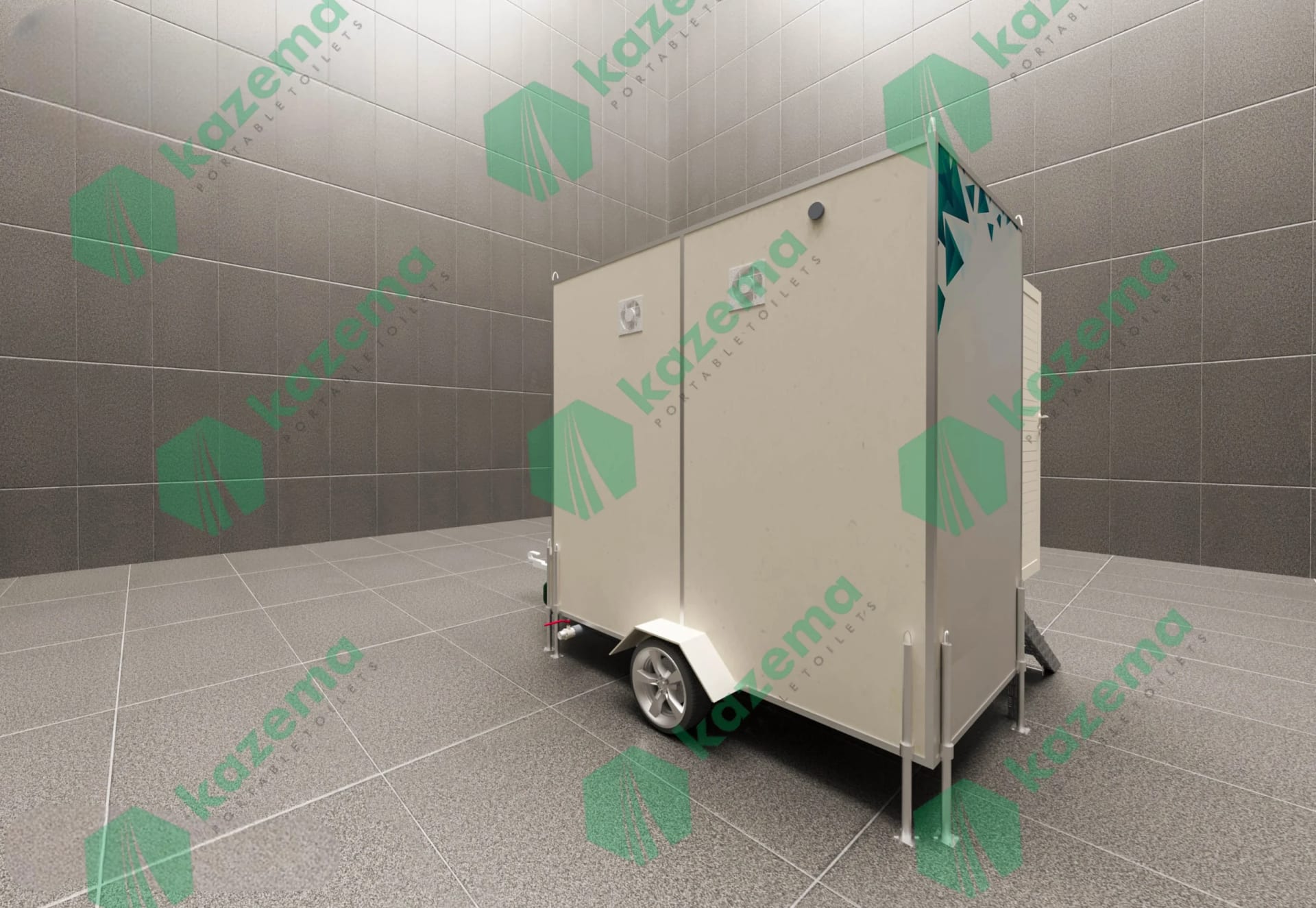 Twin Cabin Luxury Trailer Portable Toilet with Dual Door view 3