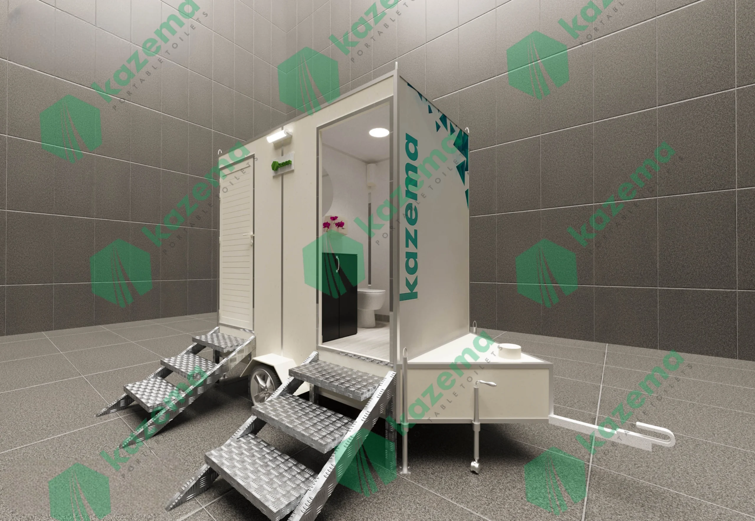 Twin Cabin Luxury Trailer Portable Toilet with Dual Door