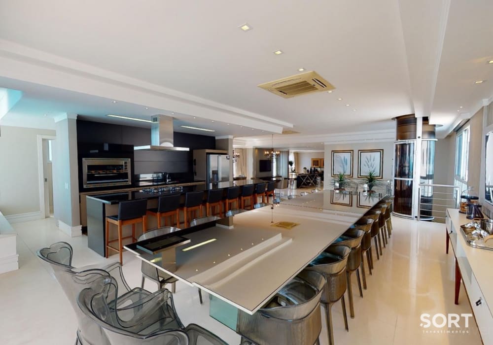 Sala de Jantar Apartamento Cobertura Duplex Frente Mar no Edifício Costão da Barra