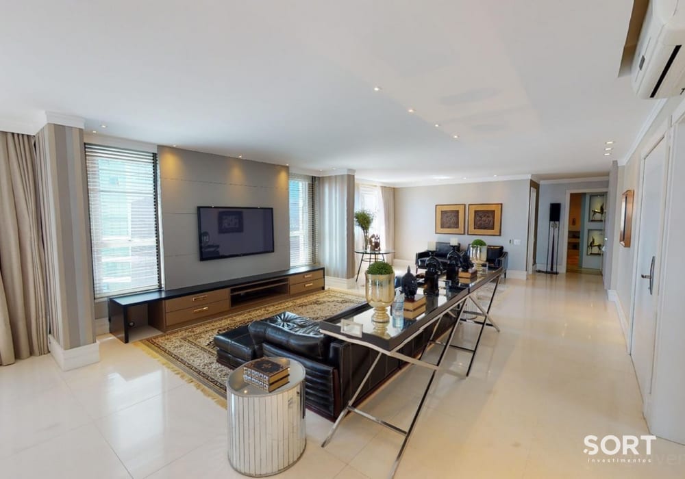 Sala de Estar Apartamento Cobertura Duplex Frente Mar no Edifício Costão da Barra