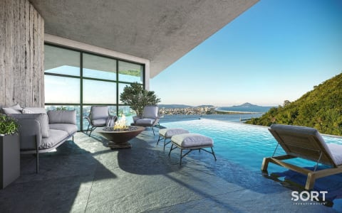 Living Piscina Apartamento no Edifício Infinitá Treehouse