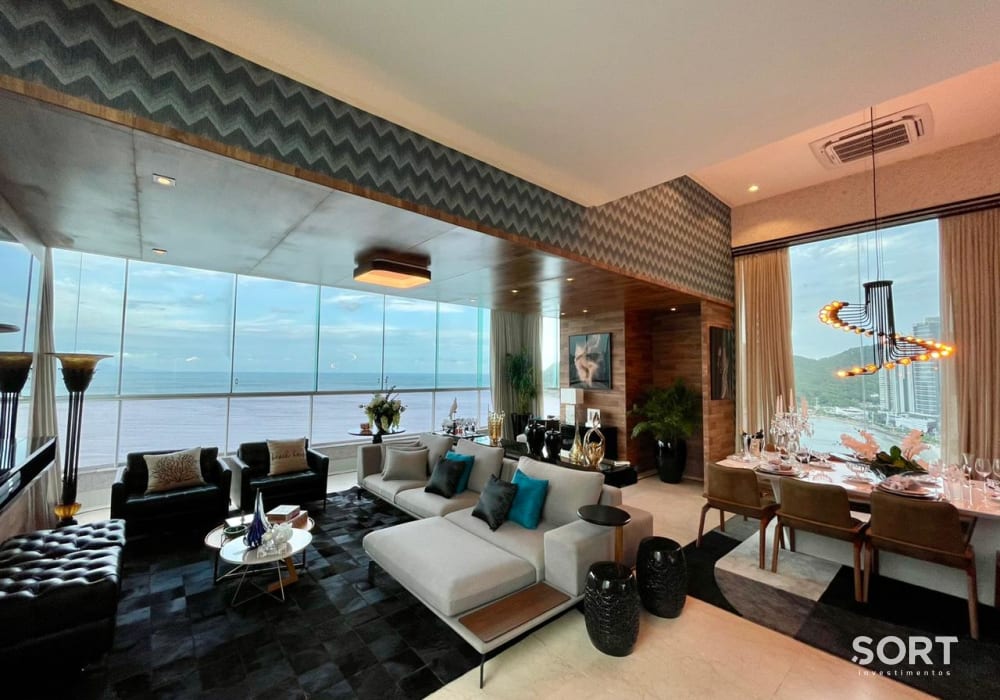 Living Cobertura Triplex Frente Mar no Edifício Summer Beach