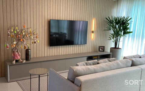 Sala de Estar Apartamento Vista Mar para Locação no Edifício Falcon Tower
