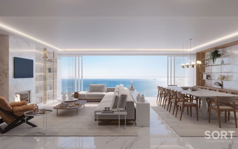 Sala de Estar Cobertura Duplex Frente Mar no Edifício Titanium Tower