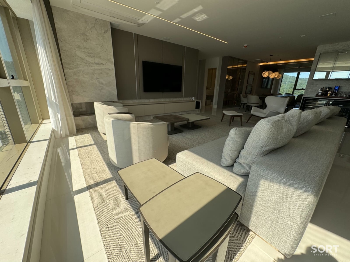 Sala de Estar Apartamento Quadra Mar no Edifício Yachthouse by Pinifarina