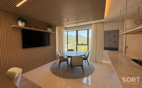 Sala de Jantar Apartamento Quadra Mar no Edifício Yachthouse by Pinifarina