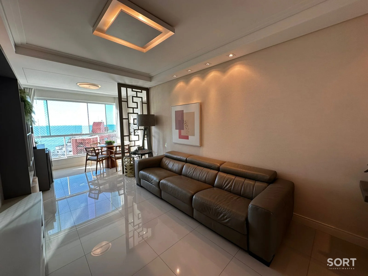 Sala de Estar Apartamento Vista Mar Edifício Villa Serena Home Club