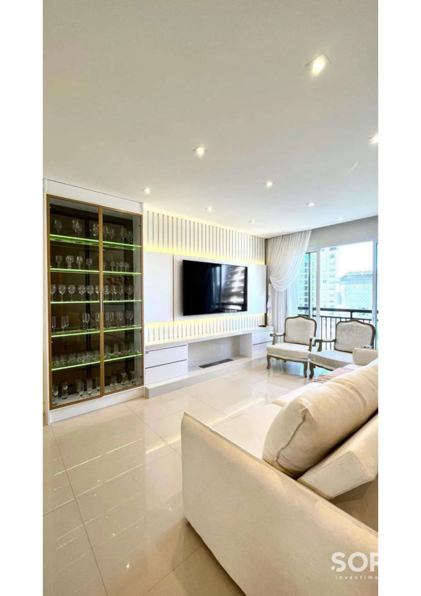 Sala de Estar Apartamento Quadra Mar no Edifício Windsor Village