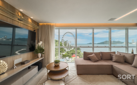 Sala de estar Apartamento no Edifício Sky Tower frente mar
