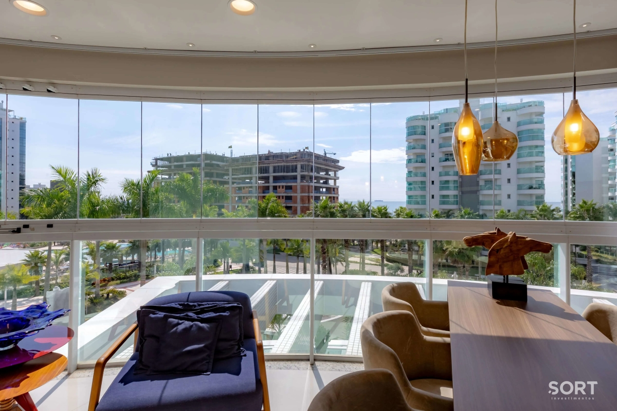 Sala de jantar apartamento-no-edificio-brava-beach-mobiliado-e-decorado