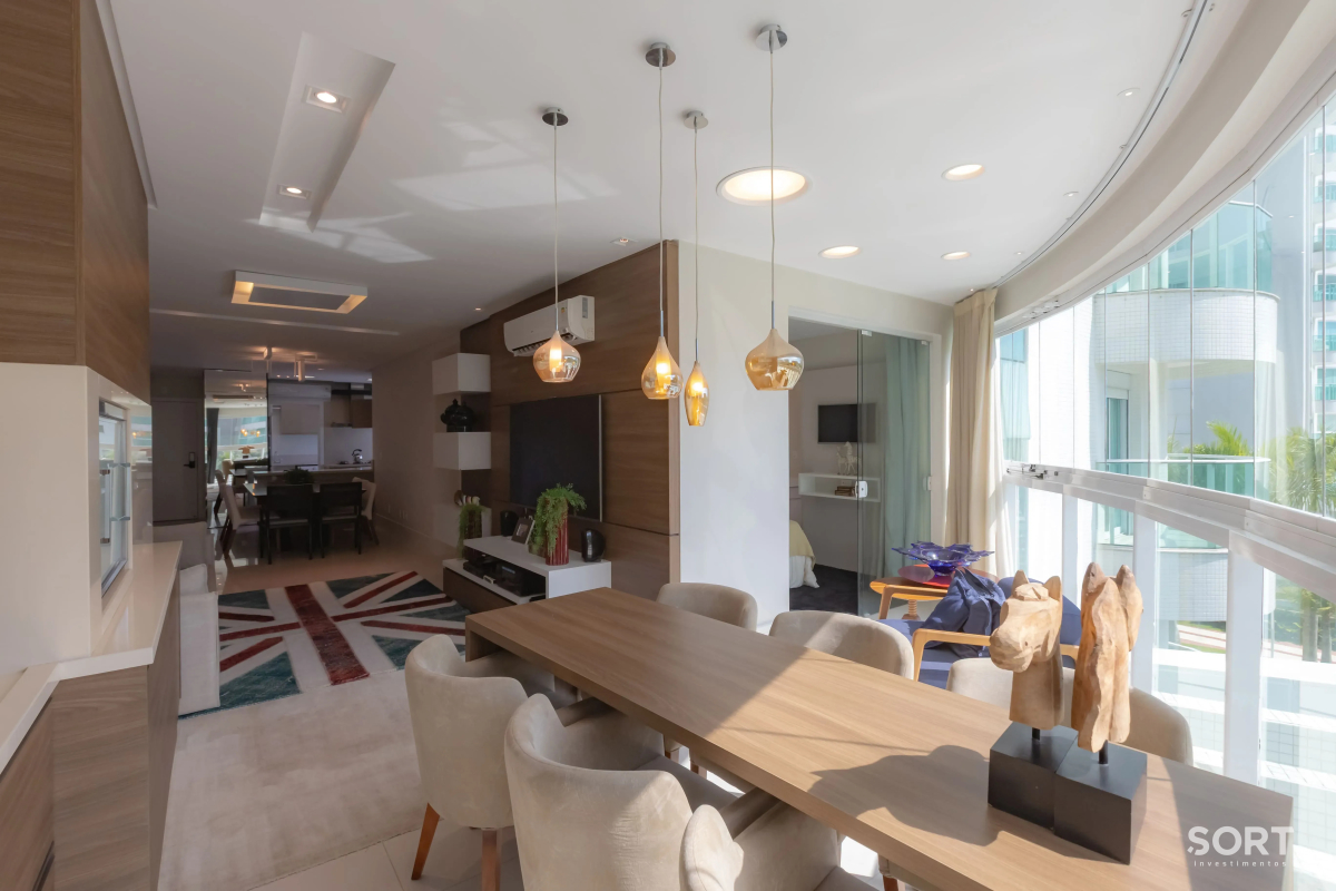 Sala de jantar apartamento-no-edificio-brava-beach-mobiliado-e-decorado