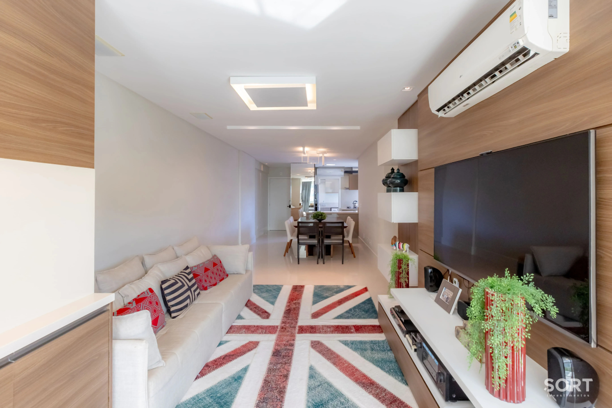 Sala de estar apartamento-no-edificio-brava-beach-mobiliado-e-decorado