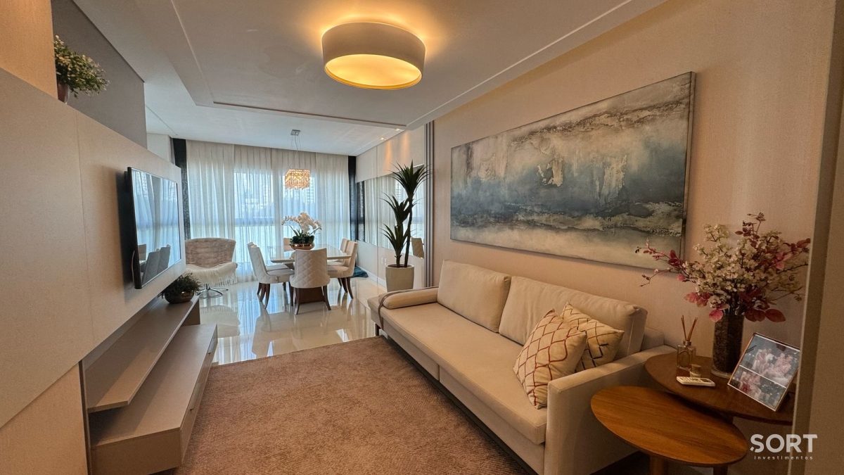 Sala de estar Apartamento no Edifício Bosque Belcanto quadra mar