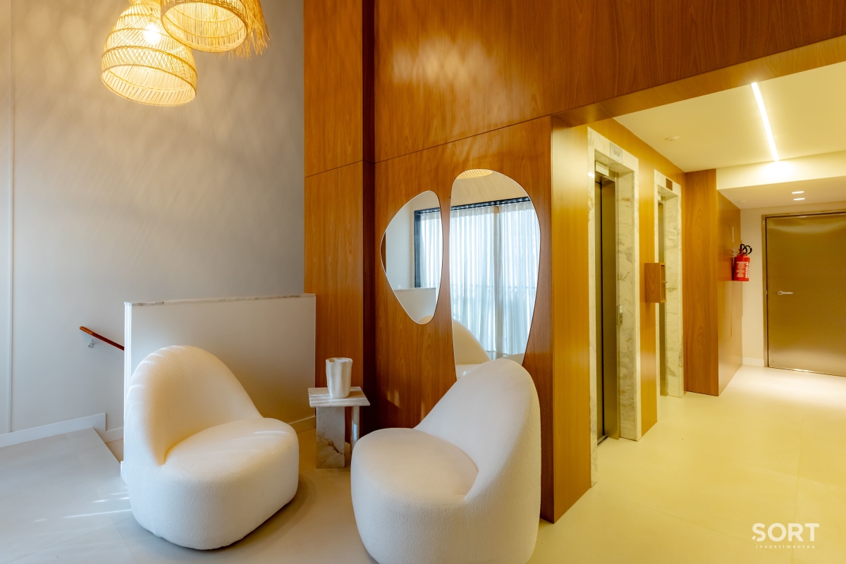 Hall de entrada Apartamento na Praia Brava, Itajaí Mobiliado, decorado, com vista para o mar e piscina privativa