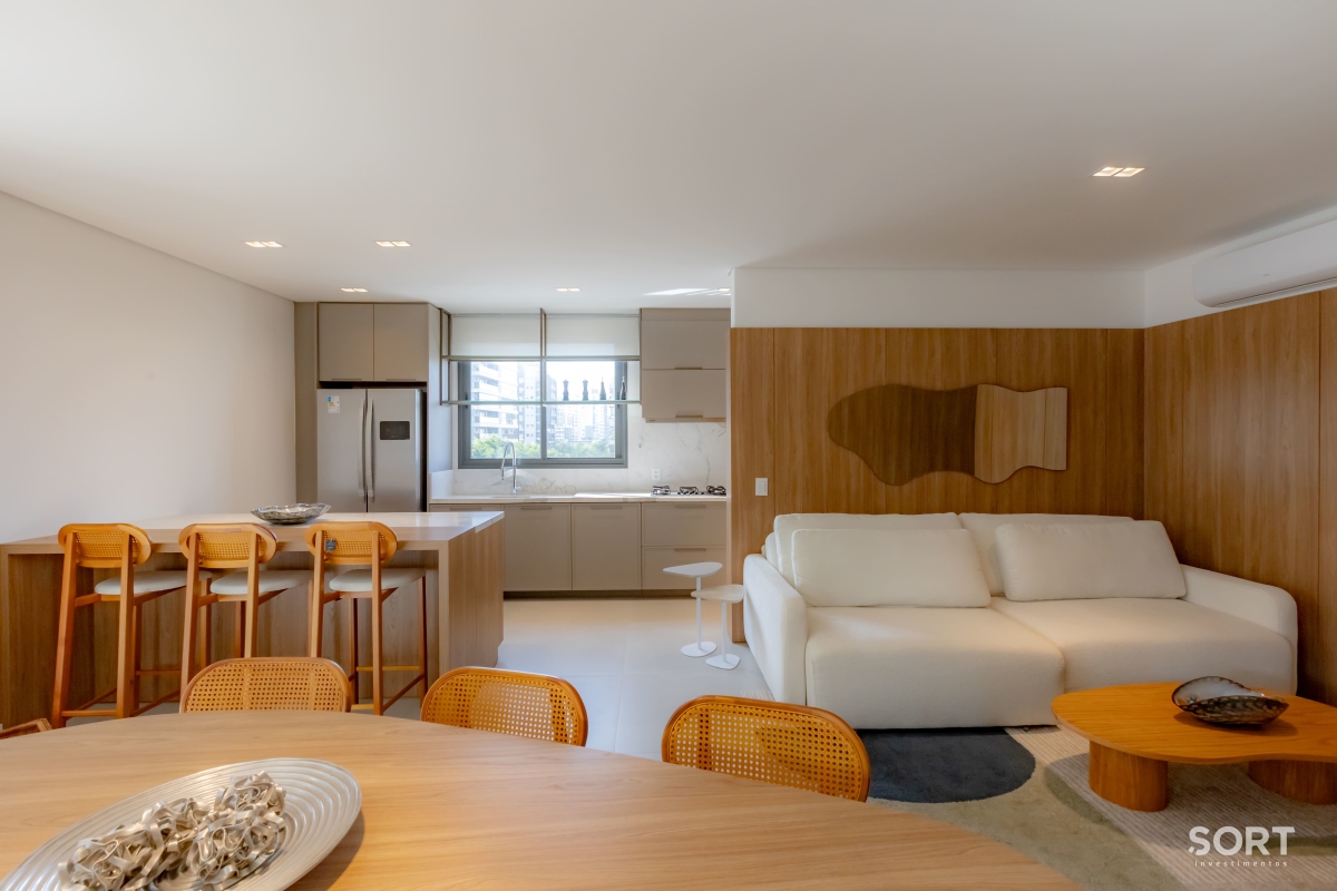 Sala de jantar Apartamento na Praia Brava, Itajaí Mobiliado, decorado, com vista para o mar e piscina privativa
