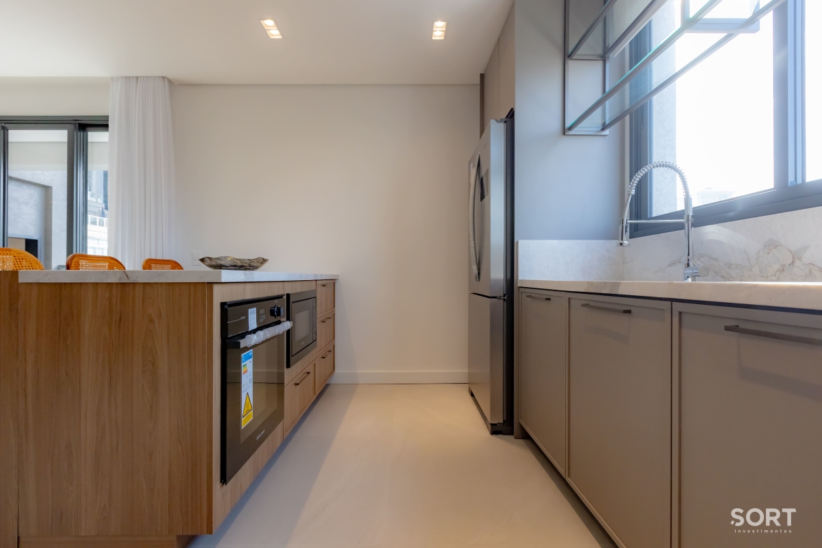 Cozinha Apartamento na Praia Brava, Itajaí Mobiliado, decorado, com vista para o mar e piscina privativa