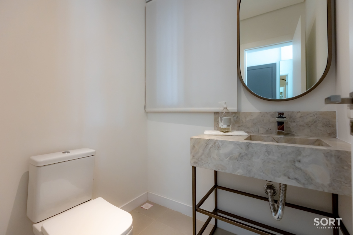 Lavabo Apartamento na Praia Brava, Itajaí Mobiliado, decorado, com vista para o mar e piscina privativa