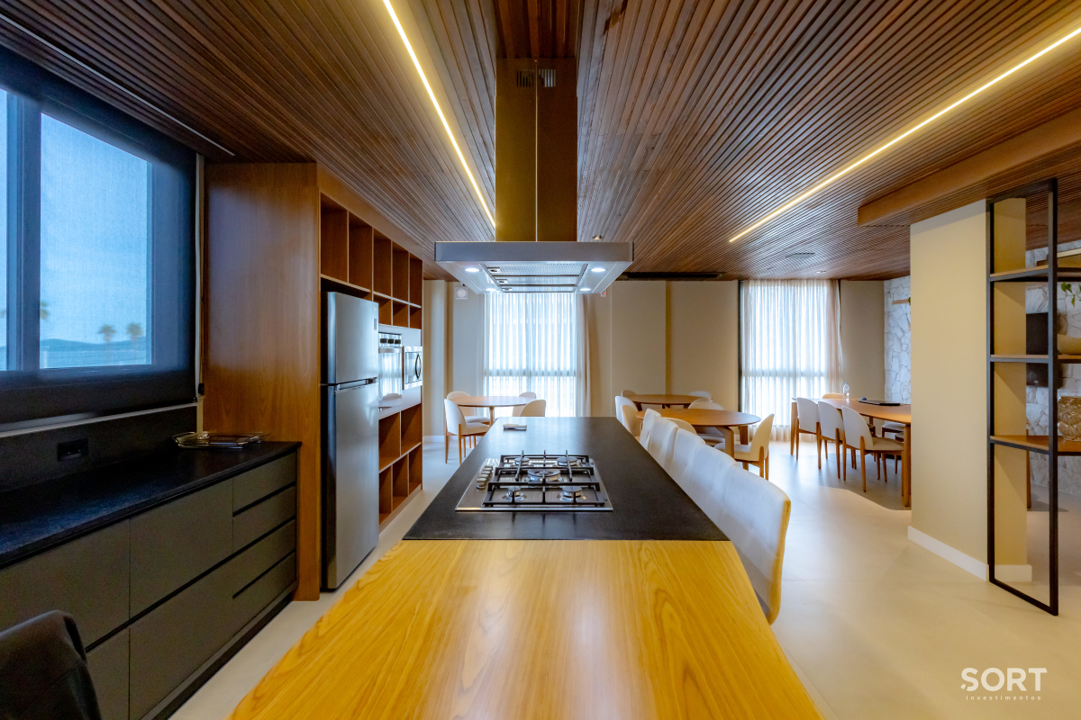 Salão de festas Gourmet Apartamento na Praia Brava, Itajaí Mobiliado, decorado, com vista para o mar e piscina privativa
