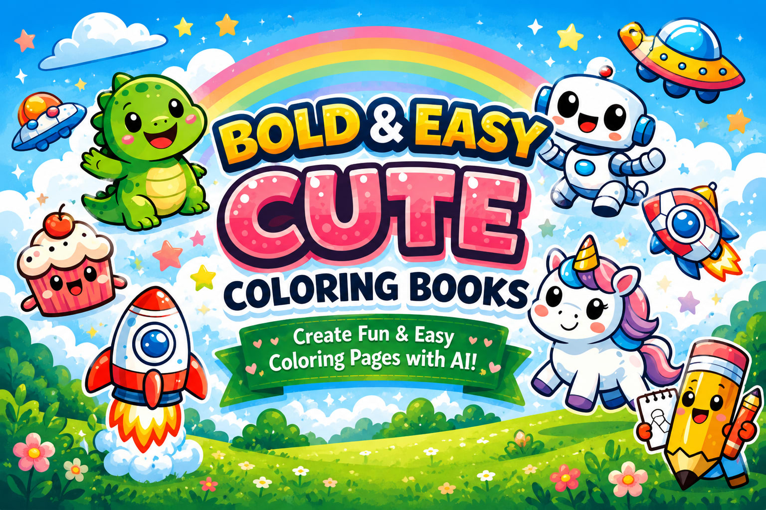 246 Prompts for Bold & Easy Cute Coloring Books