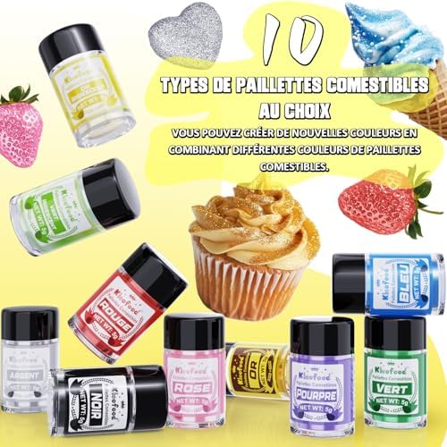 Vue 3 de Paillettes Comestibles Kicofood