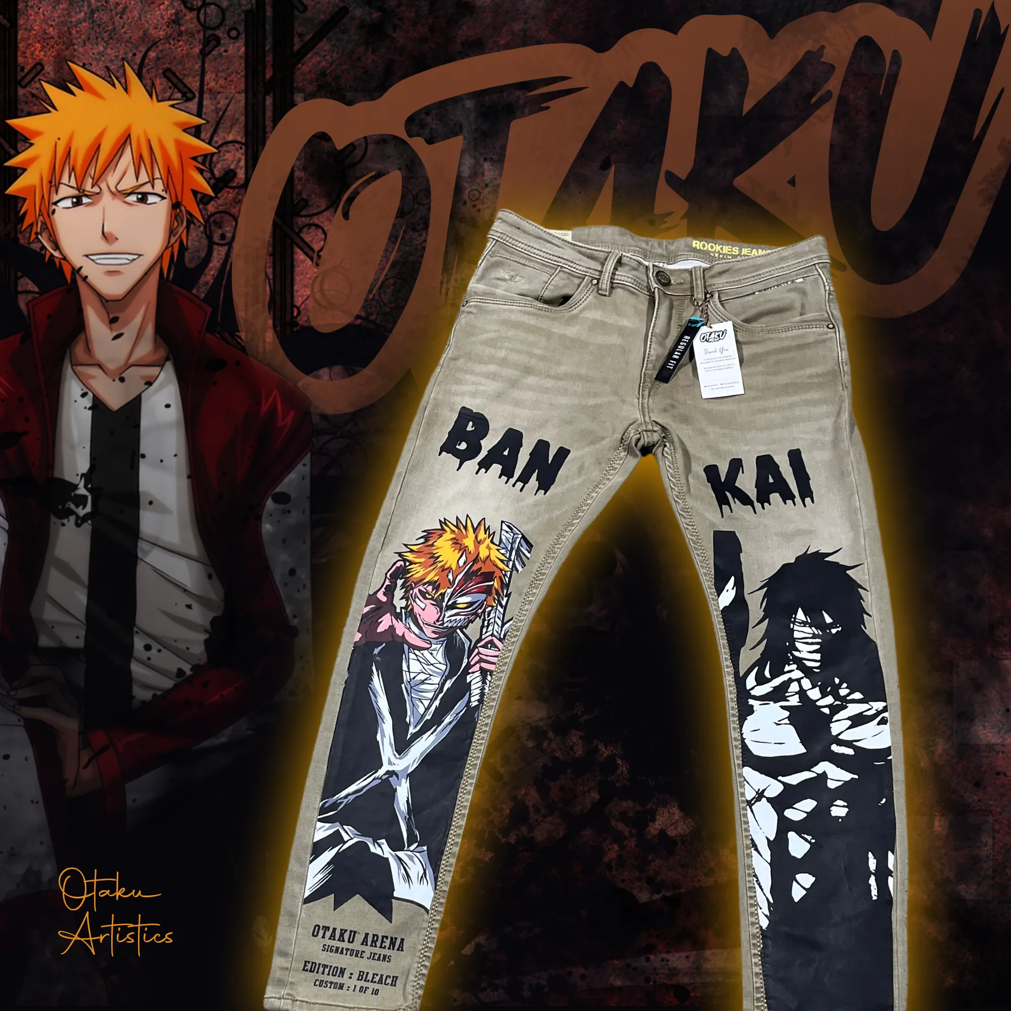 Bleach Bankai Anime Jeans Mustard Yellow color jeans