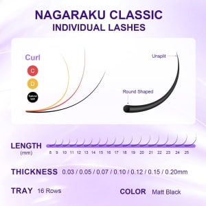 Nagaraku Classic 1:1 Eyelash Extensions 0.12 C 16-20mm Mix 2