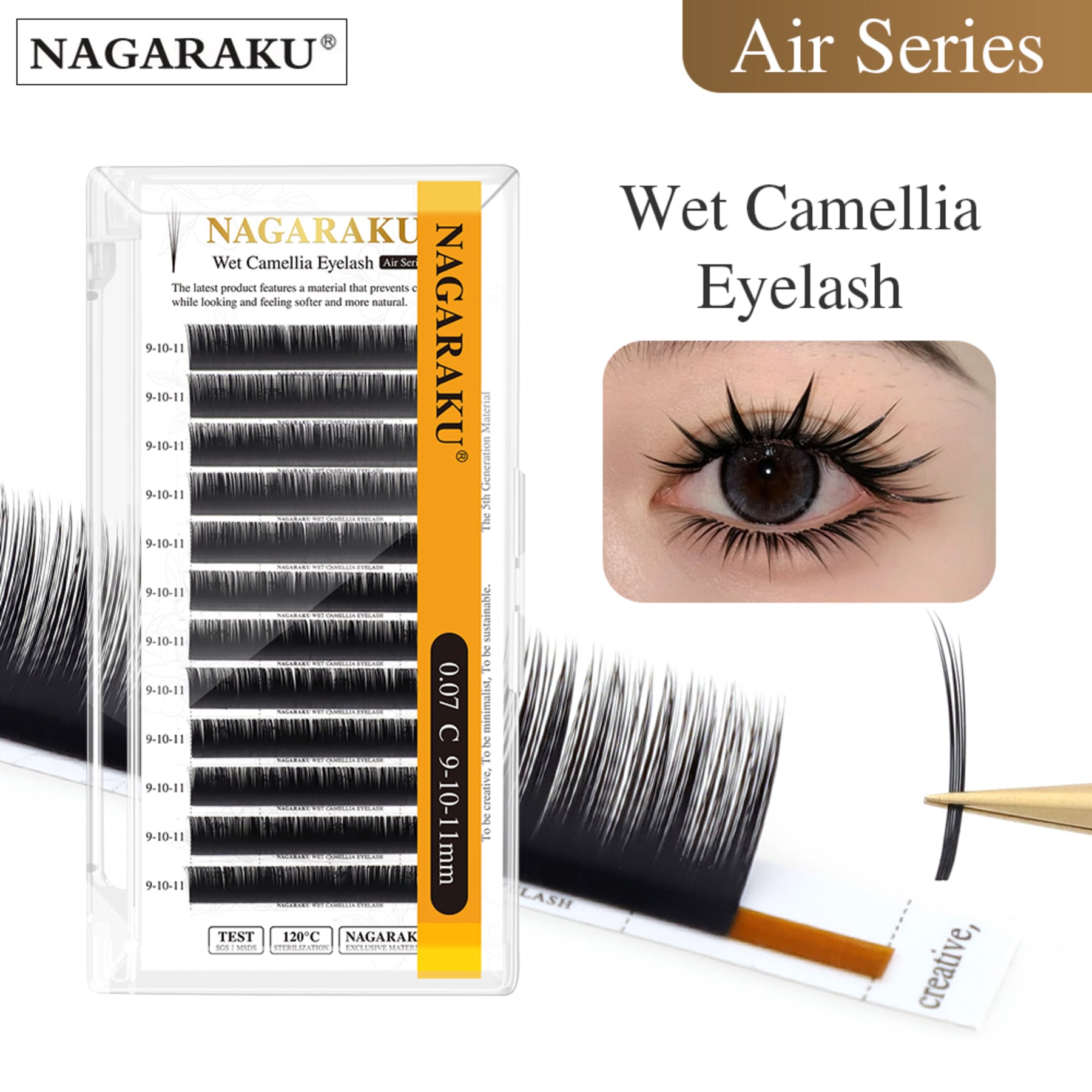 Nagaraku Wet Camellia Eyelash Extensions 0.07 D 13/14/15mm