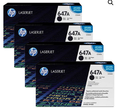 HP 647A Original LaserJet Toner Cartridges – CE260A (Black), CE261A (Cyan), CE262A (Yellow), CE263A (Magenta)