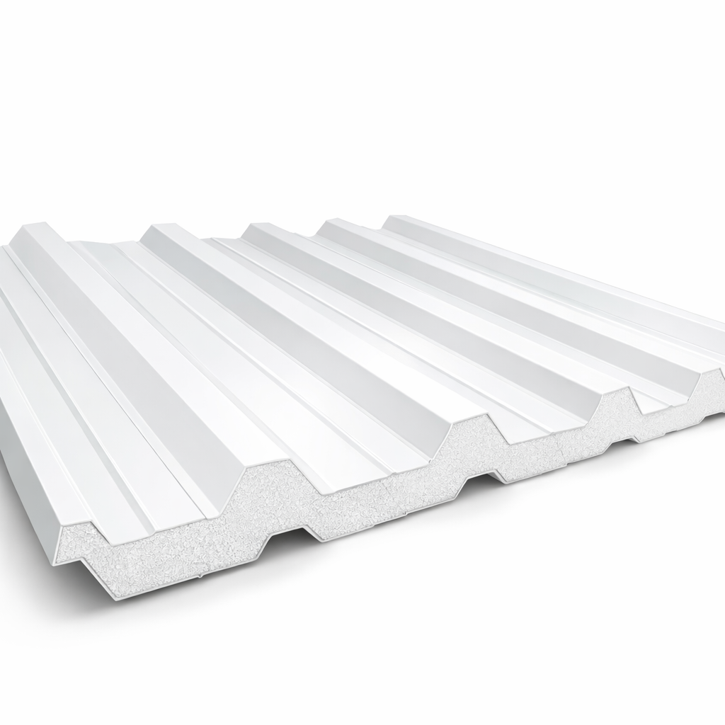 Telha Sanduíche 0,43mm Galvalume Branco 1 Face PF 25x1020 com EPS 30mm